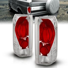 AmeriLite Euro Chrome Replacement Brake Tail Lights Set For 1989-1996 Ford F150 F250 F350 / Bronco - Passenger and Driver Side