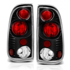 AmeriLite Black Replacement Brake Tail Lights Set For Ford F-Series - Passenger and Driver Side