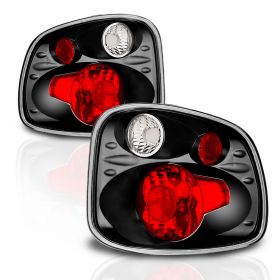 AmeriLite Black Euro Tail Lights For Ford F-Series Flare Side - Passenger and Driver Side