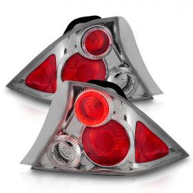 AmeriLite Euro Chrome Replacement Taillights Halo For 2 Door Honda Civic - Passenger and Driver Side