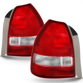 AmeriLite for 96-00 Honda Civic Hatchback 3 Door Taillights Red Clear Assembly Replacement Pair - Passenger and Driver Side