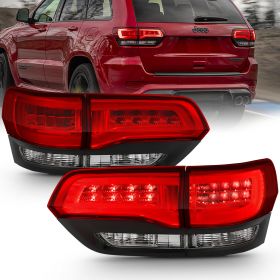 AmeriLite Red/Clear/Black LED Bar LED Brake Turn Signal Tail lights Set For 2014-2017 Jeep Grand Cherokee (4 pcs) - Passenger and Driver Side