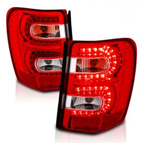 AmeriLite Red/Clear LED Replacement Tail Lights For 99-04 Jeep Grand Cherokee - Passenger and Driver Side