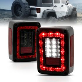 AmeriLite Red/Smoke Lense Black Housing LED Tail Lights set for Jeep Warnger - Passenger and Driver Side
