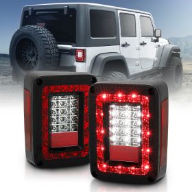 AmeriLite Red/Clear LED Tail Lights set for Jeep Warnger - Passenger and Driver Side