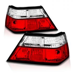 AmeriLite Red/Clear Replacement Brake Taillights Set For 86-95 Mercedes Benz E Class W124 - Passenger and Driver Side
