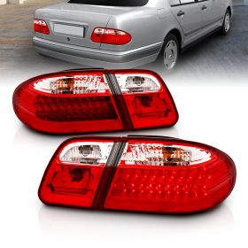 AmeriLite Led Taillights Red/Clear (Wave) For Mercedes BenzE Class W210 - Passenger and Driver Side