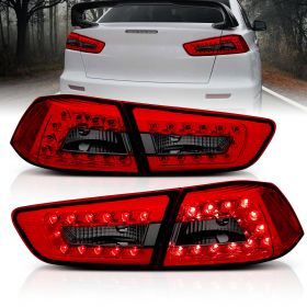 AmeriLite L.E.D 4 Pcs Taillights Red/Smoke For Mitsubishi Lancer - Passenger and Driver Side