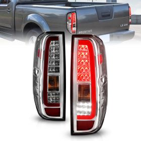 AmeriLite for 2005-2021 Nissan Frontier 2009-2012 Suzuki Equator C-Type LED Chrome Replacement Tail Lights Assembly Set - Passenger and Driver Side