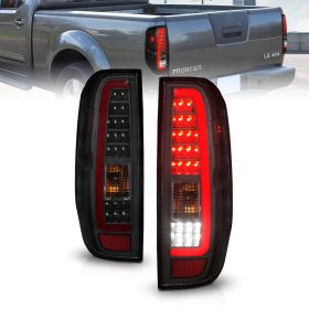 AmeriLite for 2005-2021 Nissan Frontier 2009-2012 Suzuki Equator C-Type LED Smoke Black Replacement Tail Lights Assembly Set - Passenger and Driver Side