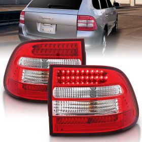 AmeriLite Red Clear LED Tail Lights Pair For Porsche Cayenne SUV - Driver And Passenger Side