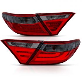AmeriLite Red Smoke LED Parking Light Bar LED Brake Tail Lights Pair For 2015-2016 Toyota Camry 4Dr Sedan