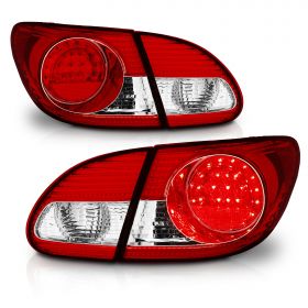 AmeriLite L.E.D Taillights Red/Clear 4 Pcs For Toyota Corolla - Passenger and Driver Side