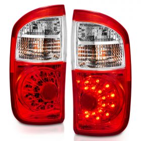 AmeriLite for 2000-2006 Toyota Tundra Double Cab Trim Rosso Red LED Replacement Tail Lights Pair - Passenger and Driver Side