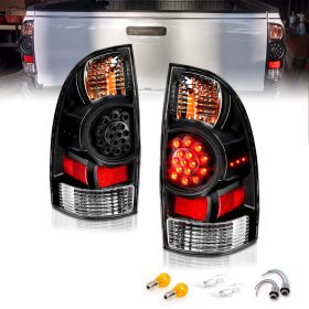 AmeriLite OE Style for 2005-2015 Toyota Tacoma Black LED Rear Brake Lamp Replacement Taillights Set - Passenger and Driver Side