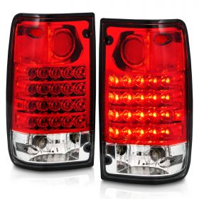 AmeriLite Red/Clear LED Tail Lights For 89-95 Toyota Pickup - Passenger and Driver Side Include Bulb Harness