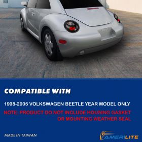 AmeriLite Taillights Black For Volkswagen Beetle - Passenger and Driver Side