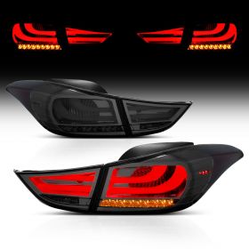 AmeriLite Smoke LED Bar Replacement Brake Tail lights Set For Hyundai Elantra (4 Pcs) - Passenger and Driver Side
