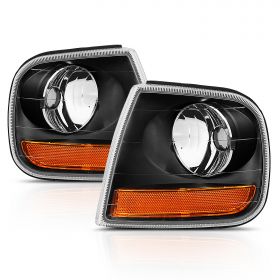 AmeriLite Black Corner Turn Signal Lights For Ford Expedition / F150 - Passenger and Driver Side