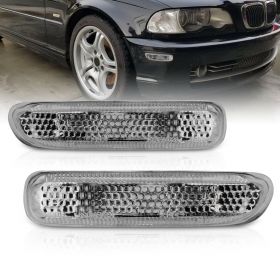 AmeriLite for 1999-2001 BMW 3-Series E46 325 328 330 Smoke Replacement Side Marker Light Set - Driver and Passenger Side