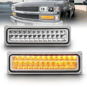 AmeriLite Chrome LED Parking Turn Signal Lights For Full Size/Blazer/Suburban : Sierra/Yukon - Passenger and Driver Side