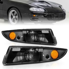 AmeriLite Bumper Lights Euro Black Amber For Chevy Camaro - Passenger and Driver Side