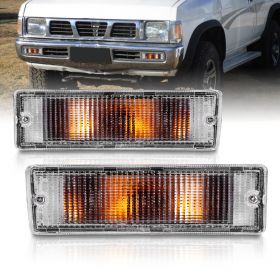 AmeriLite Replacement Clear Bumper Lights Pair for 1988-1997 Nissan Hardbody Pickup / 88-95 Pathfinder - Passenger and Driver Side