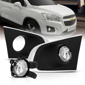 AmeriLite for Chevy 2015-2016 Trax Tracker Clear Black Fog Lights Bumper Lamps Pair - Driver and Passenger Side