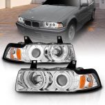 AmeriLite 1 Pc Projector Headlights G2 Halo Chrome Amber For BMW 3 Series E36 4 Door - Passenger and Driver Side