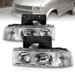 AmeriLite 1Pc Chrome Replacement Headlights / Corner Set For Chevy Astro - Passenger and Driver Side