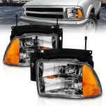 AmeriLite Crystal Headlights Amber Reflector For Chevy Blazer - Passenger and Driver Side