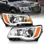 AmeriLite 2011-2014 For Chrysler 300 Chrome Projector LED Plank Bar Head Light Pair