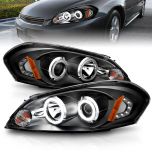 AmeriLite Projector Headlights Black Amber(CCFL Halo) for Chevy Impala/Monte Carlo - Passenger and Driver Side