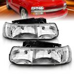AmeriLite for 1999-2002 Chevy Silverado 1500 2500 3500 New Body Model / 2000-2006 Cheverolet Tahoe Suburban Headlights Assemblies Replacement - Passenger and Driver