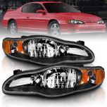 AmeriLite Black Replacement Headlights Set For 00-05 Chevy Monte Carlo - Passenger and Driver Side