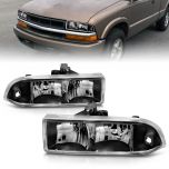 AmeriLite Crystal Headlights Black For Chevy S10 / Blazer- Passenger and Driver Side
