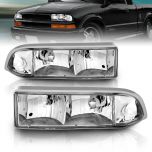 AmeriLite Crystal Headlights Chrome For Chevy S10 / Blazer- Passenger and Driver Side