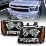 AmeriLite Black Replacement Headlights For Chevy Tahoe / Suburban / Avalanche (Pair) - Driver and Passenger Side