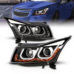 AmeriLite Black Projector Headlights Bar Style For Chevy Cruze - Passenger and Driver Side