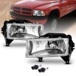 AmeriLite Crystal Replacement Headlights Set For Dodge Dakota / Durango - Passenger and Driver Side