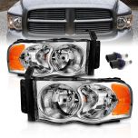 AmeriLite Replacement Chrome Headlights Set For 02-05 Dodge Ram 1500 2500 3500 Truck - Passenger and Driver Side