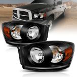 AmeriLite Black Headlights For Dodge RAM (Pair) High/Low Beam Bulb Included - Passenger and Driver Side