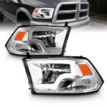 AmeriLite for 2009-2019 Dodge Ram 1500 2500 3500 Truck Light Bar Chrome Replacement LED Headlights Assembly Pair - Driver and Passenger Side