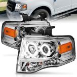 AmeriLite Chrome Projector Headlights Xtreme LED Halo for Ford Expedition - Passenger and Driver Side