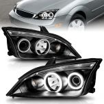 AmeriLite Projector Headlights 4Door Black (CCFL Halo) for Ford Focus ZX4 - Passenger and Driver Side
