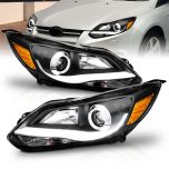AmeriLite Black Projector Headlights Plank-Bar For Ford Focus - Passenger and Driver Side