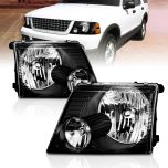 AmeriLite Headlights Black For Ford Explorer - Passenger and Driver Side
