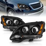 AmeriLite for 2007-2012 GMC Acadia Factory Halogen Type Black Replacement Dual Projector Headlights Assembly Pair - Driver and Passenger Side