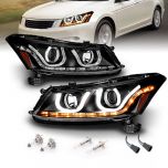 AmeriLite Black Projector Headlights Bar Style For Honda Accord - Passenger and Driver Side