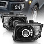 AmeriLite Projector Headlights Halo Black For Honda Element - Passenger and Driver Side